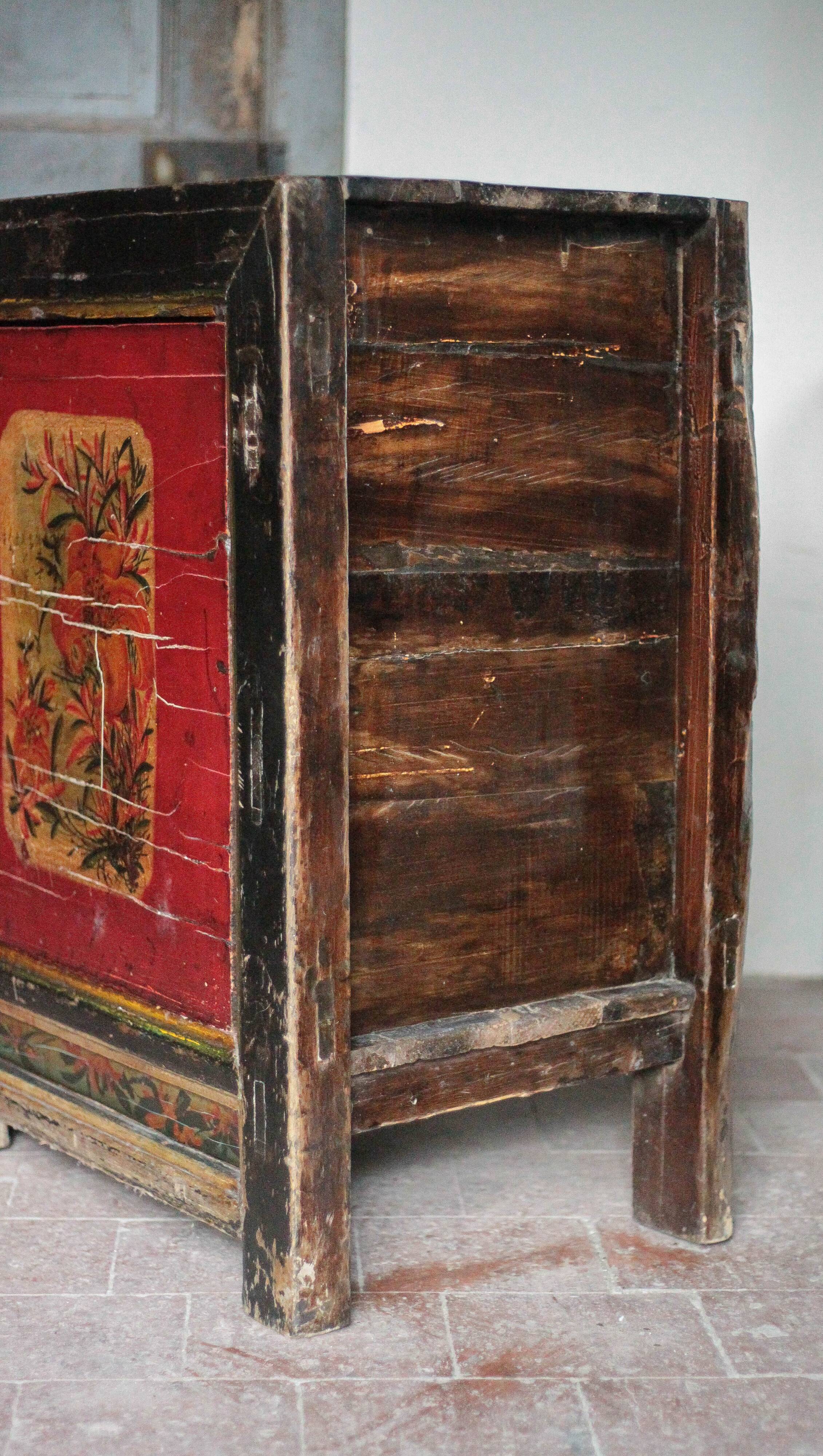 Chinese buffet from Mongolia, 2 doors, converted antique chest.