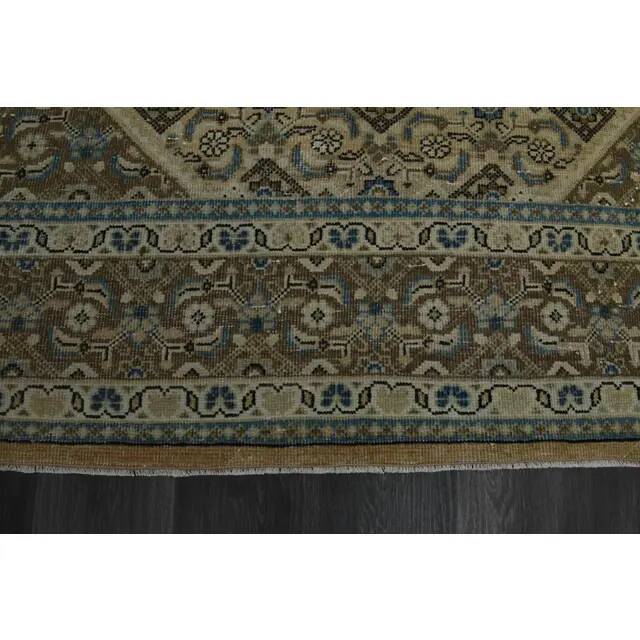 1970s Vintage Persian Handmade Wool Cotton Brown Area Rug 292x392