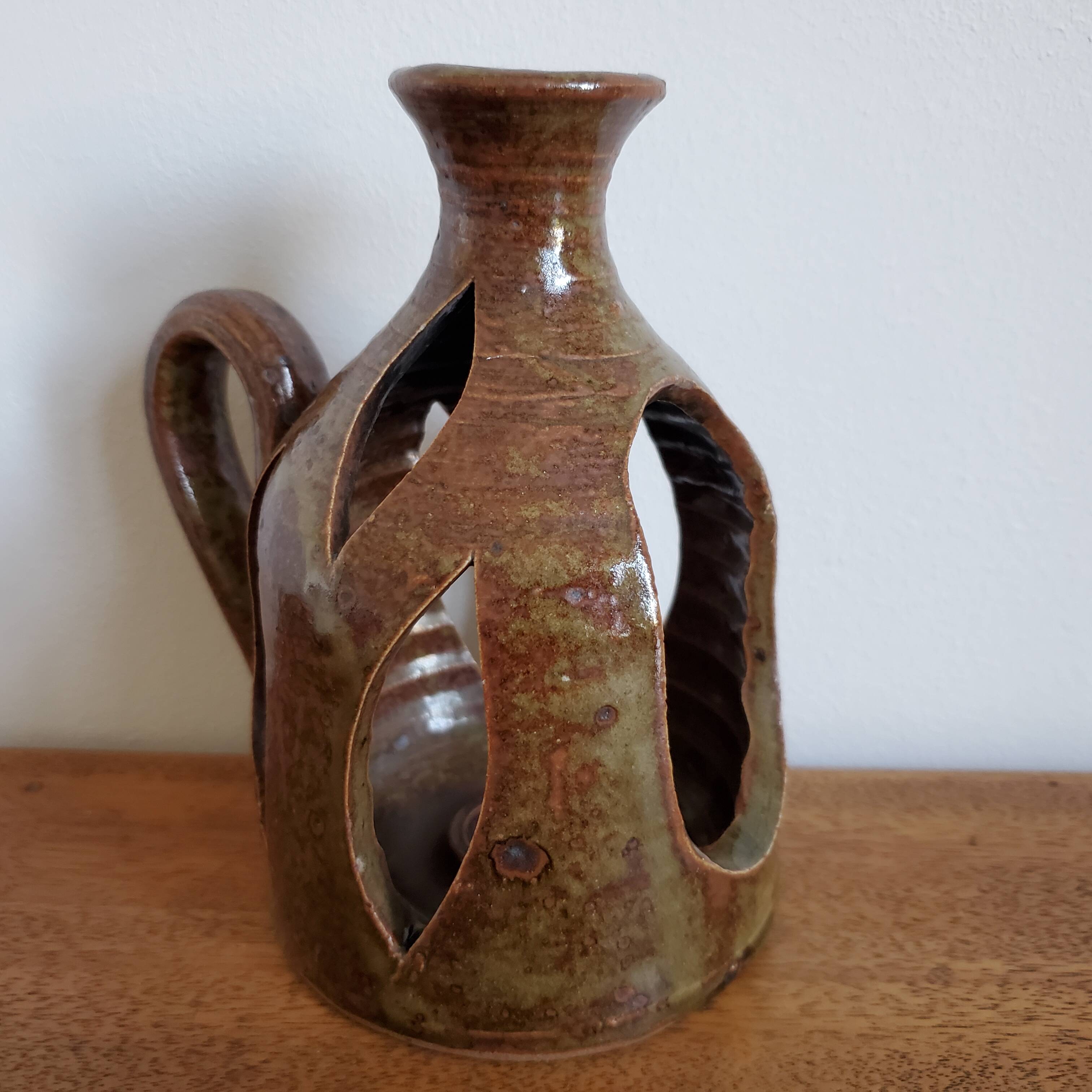 Pyrite sandstone candle holder