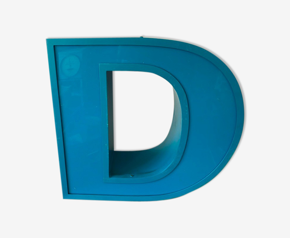 Lettre D d’enseigne en aluminium alu et plexiglas plexi vintage 1970
