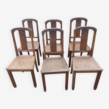 Art Deco cane wood chairs