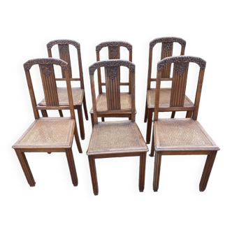 Art Deco cane wood chairs