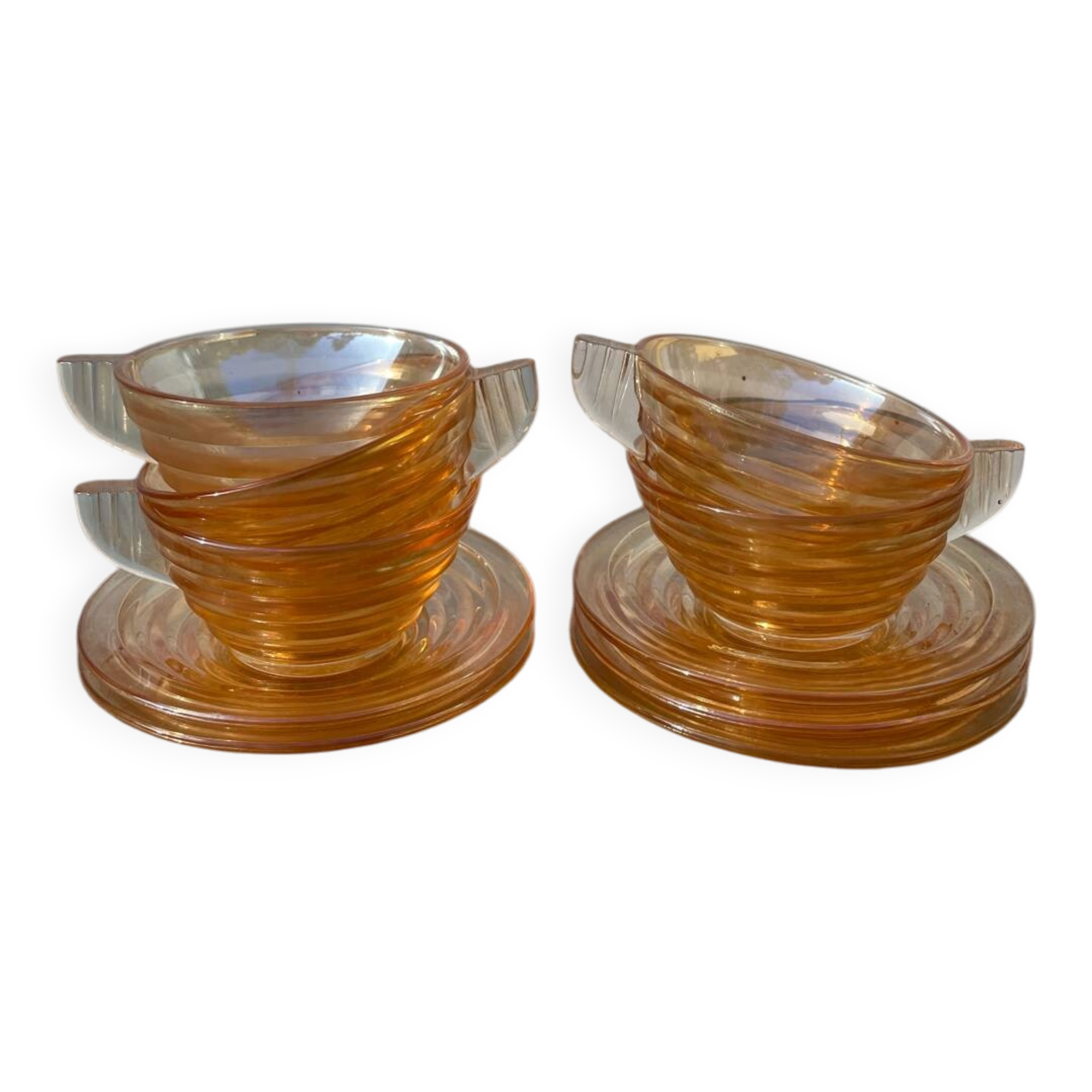 5 tasses à café en verre italiennes fumées Gondolo 