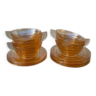 5 tasses à café en verre italiennes fumées Gondolo 