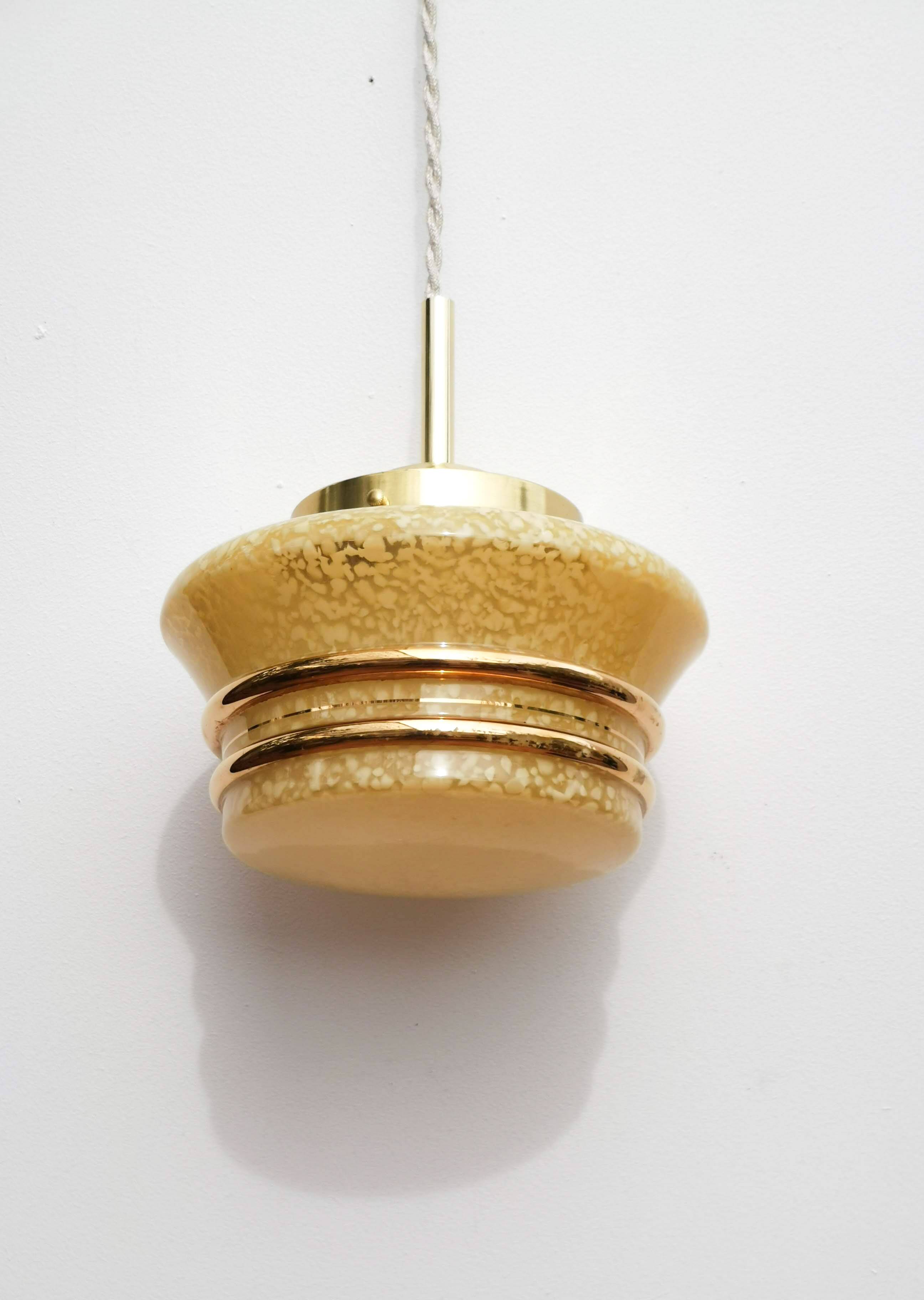 Yellow and gold clichy glass pendant light