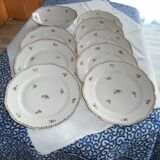 8 plates and a dish in porcelain decorated small flowers