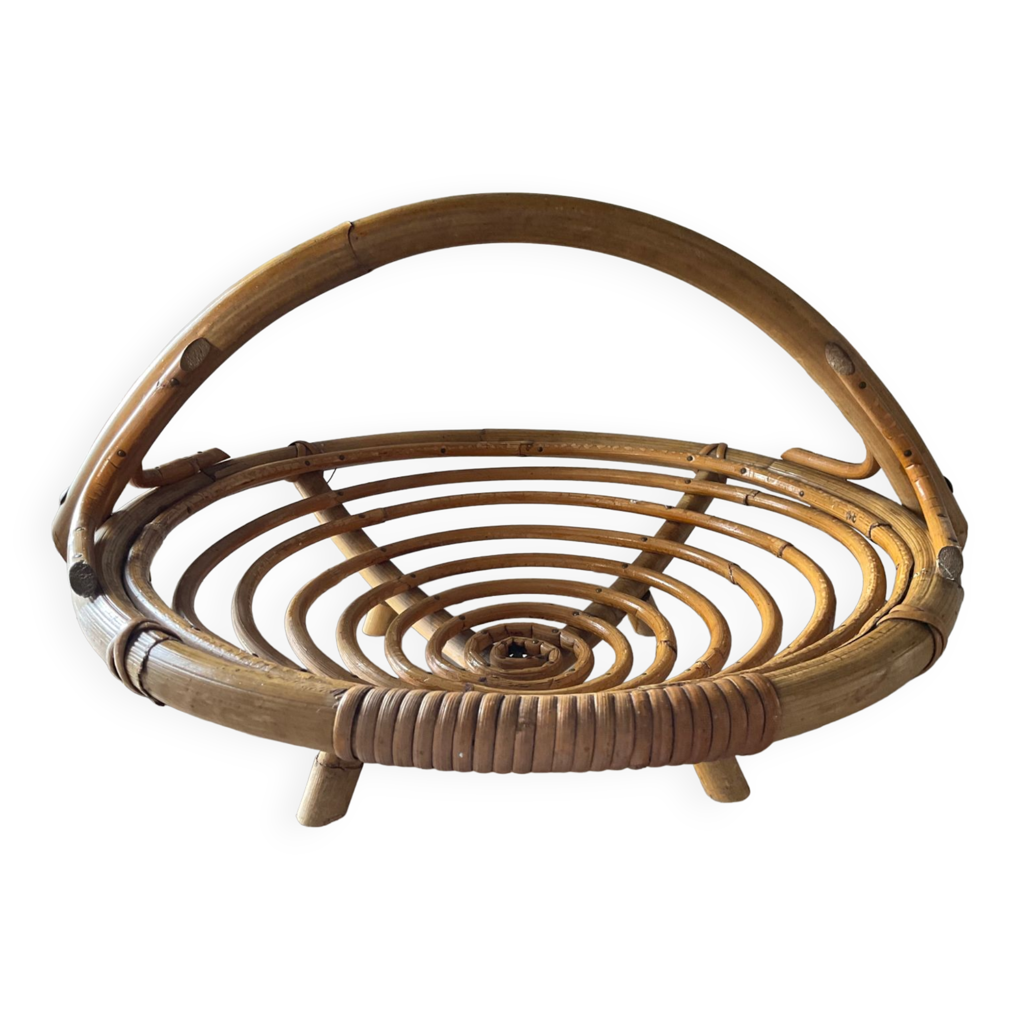 Vintage rattan basket 60s-70s