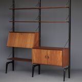 Meuble mural modulaire en teck par Louis van Teffellen pour Wébé. Années 1950