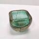Green Gold Flecked Sommerso Glass Bonbonnière / Trinket Bowl by Venini, Ita