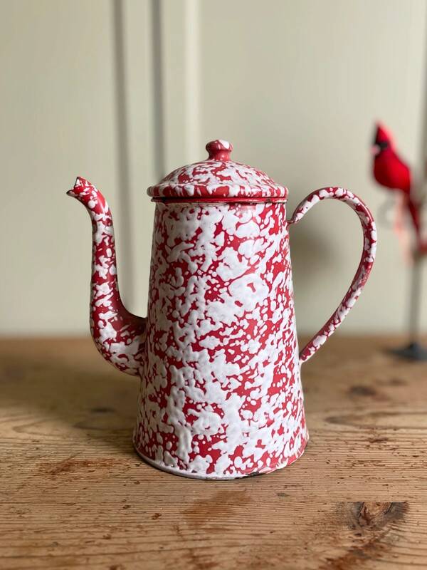 Red enamel coffee pot
