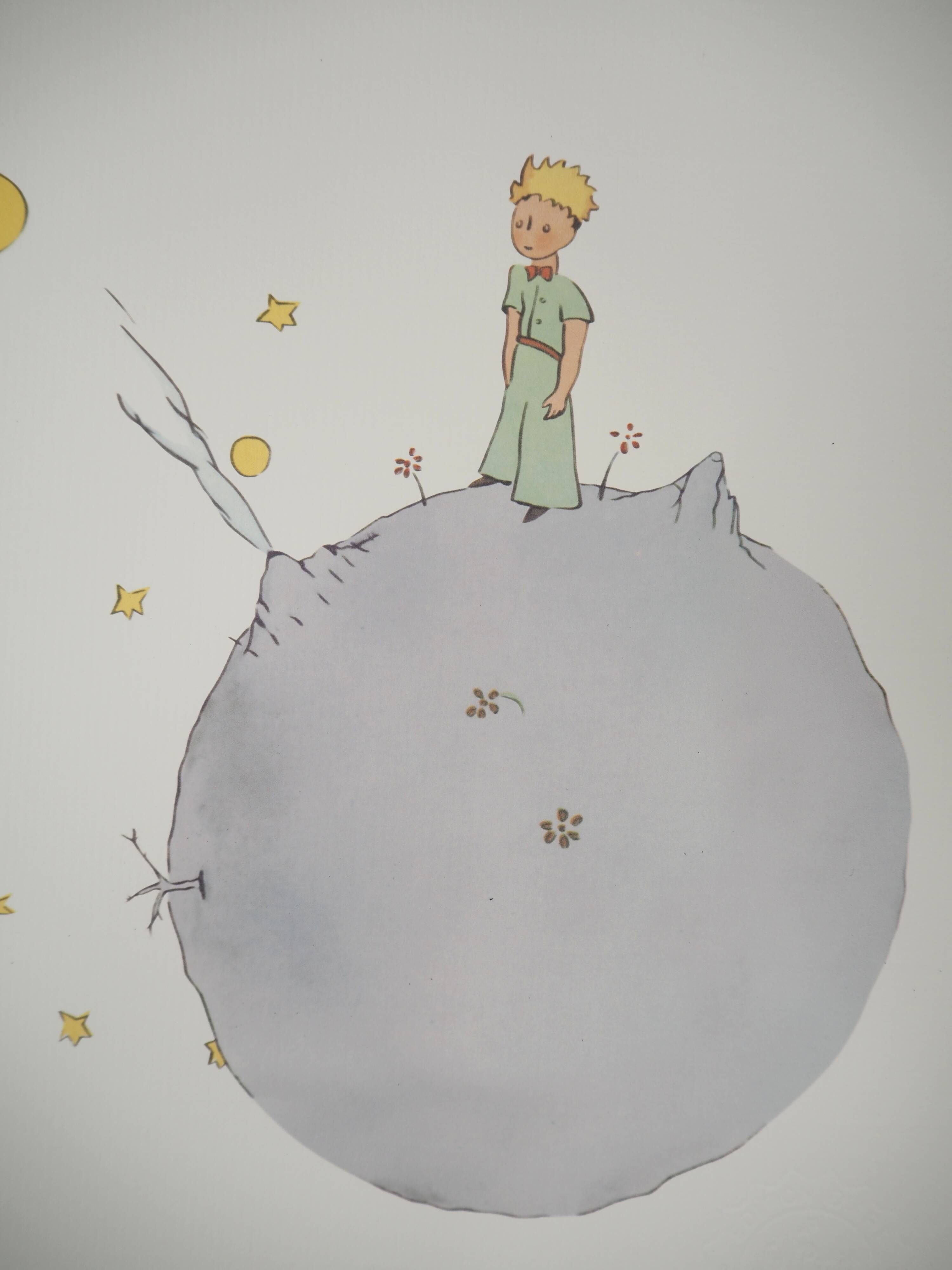Antoine de Saint-Exupéry: The Little Prince on the asteroid, lithograph