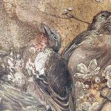 Bird dish, painted sheet metal, signed