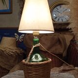 Wicker bottle lamp