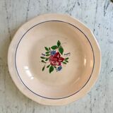 Plat creux Digoin Sarreguemines rose années 40