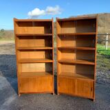 Pair of vintage glass shelves libraries