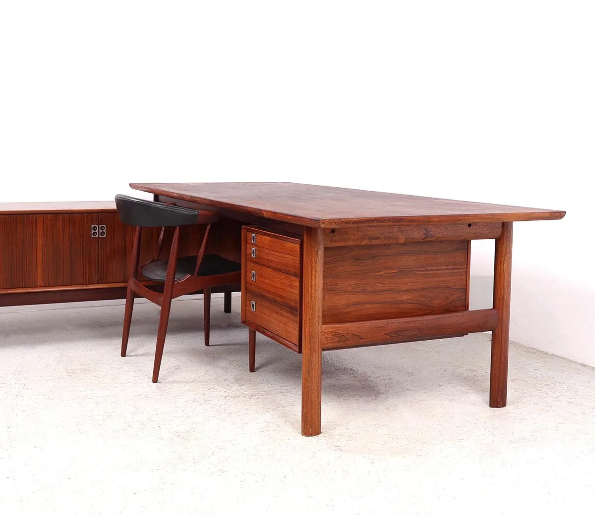 Vintage executive desk with sideboard, Arne Vodder for Sibast, 1960s