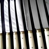 12 vintage bakelite brass and stainless steel table knives