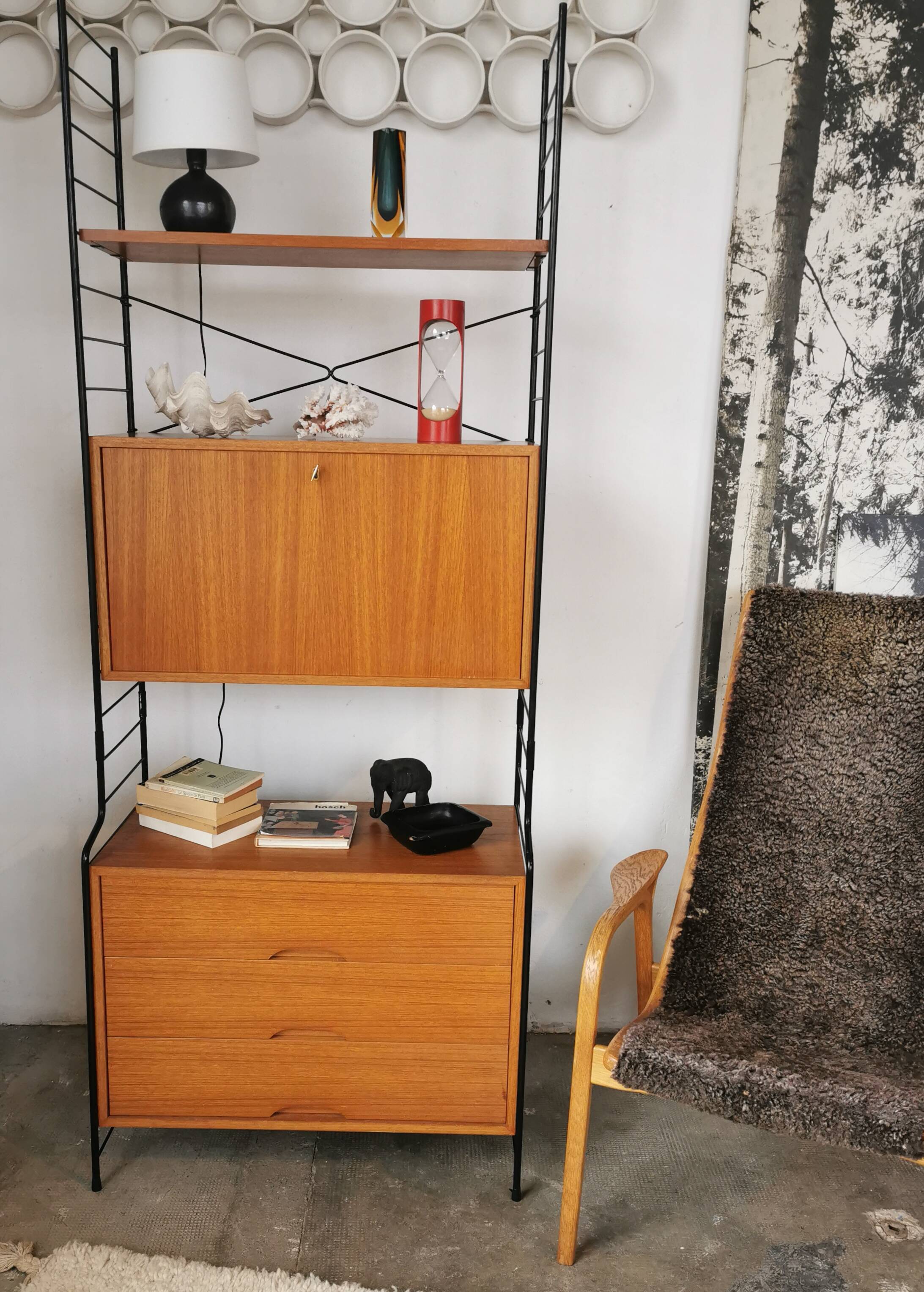 Scandinavian-style modular shelf, bookcase