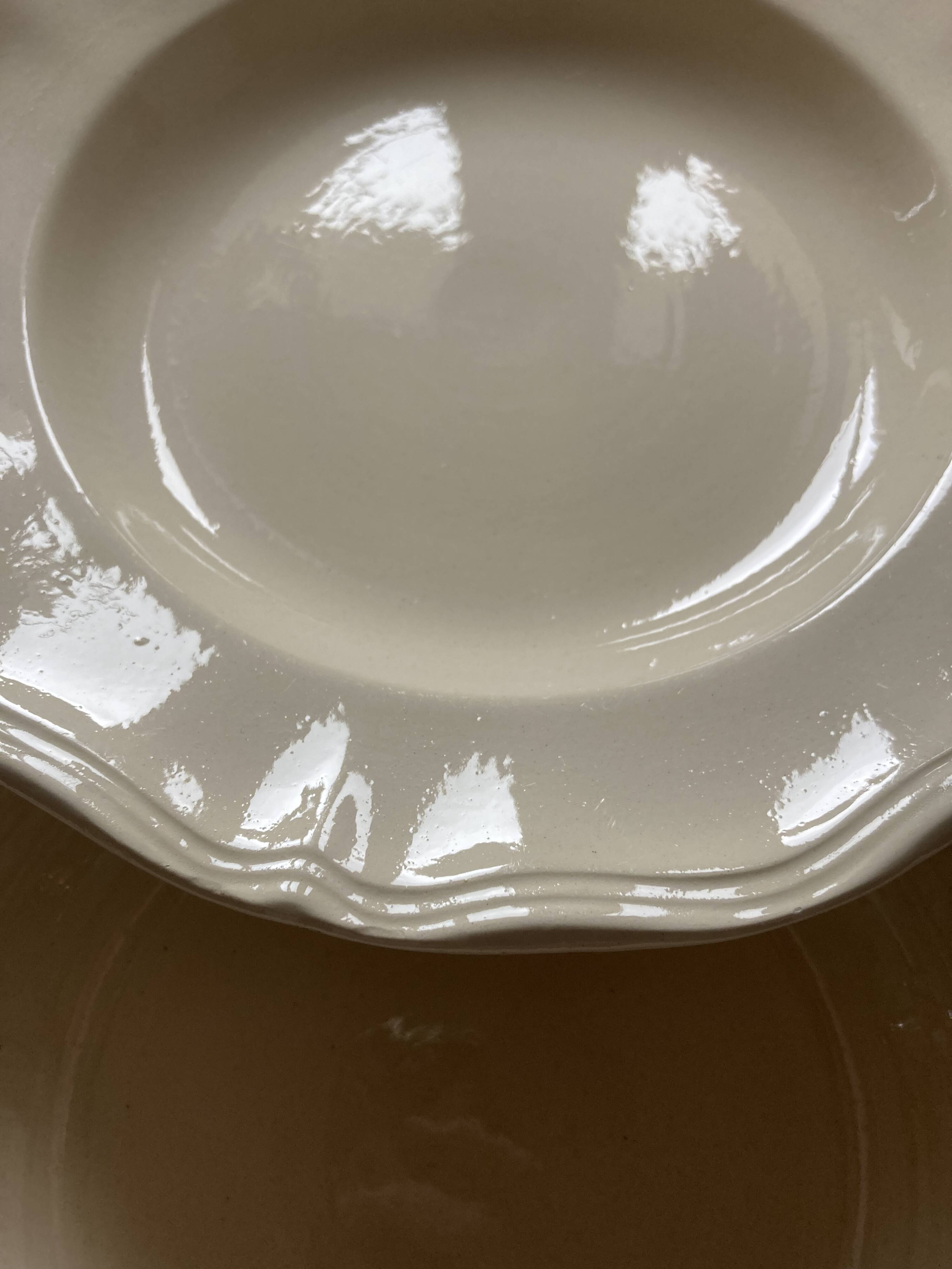 Set de 8 assiettes creuse "Ivoire à godrons" Digoin Sarreguemines