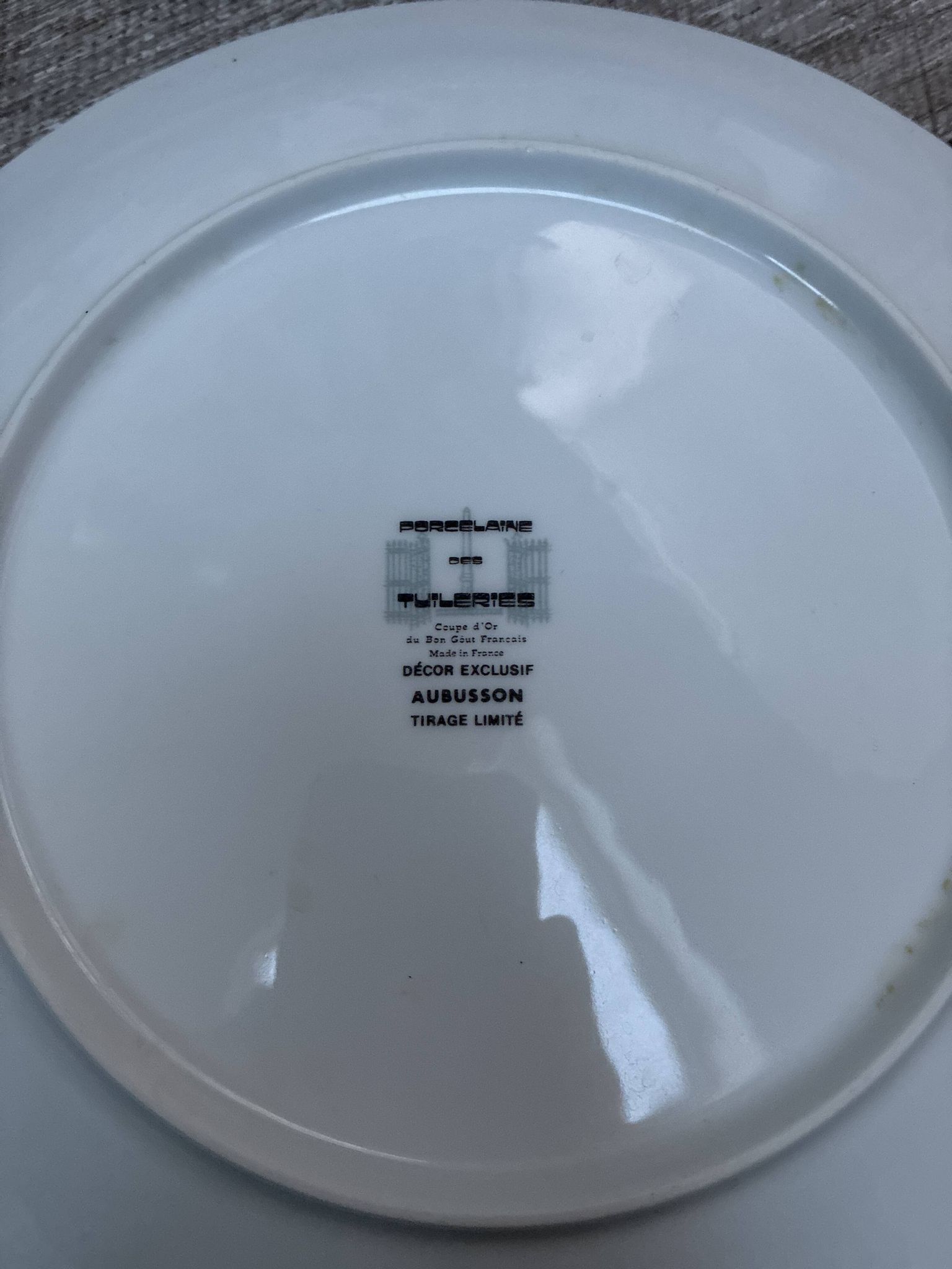 Vintage porcelain plate from Tuileries with exclusive AUBUSSON decoration.
