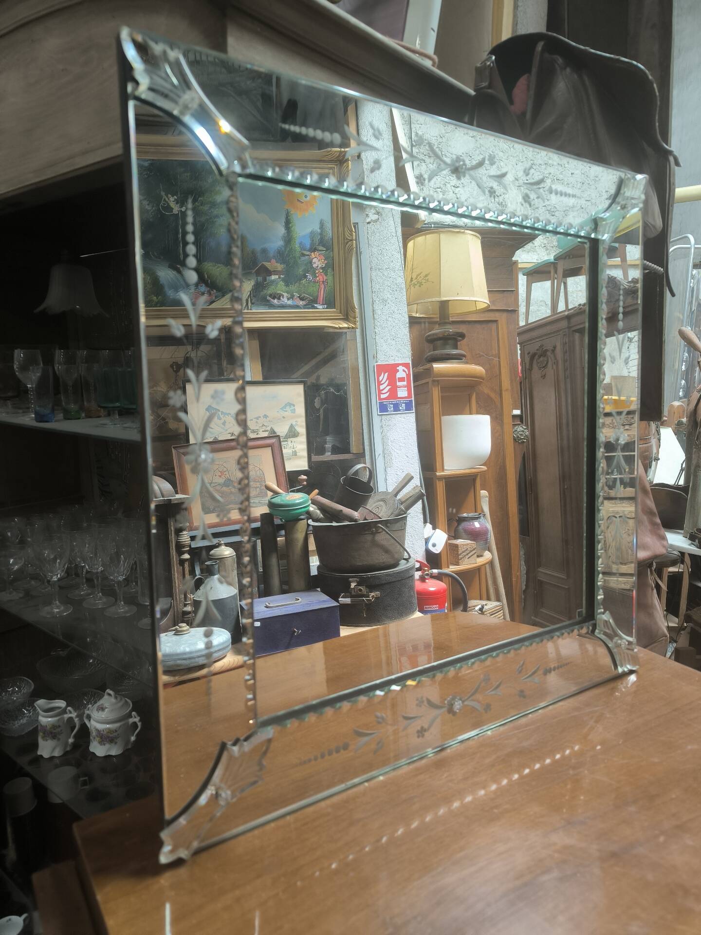 Square Venetian mirror from around 1940.