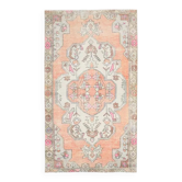 1970s Turkish Oushak Handmade Wool Cotton Orange Area Rug 121x220