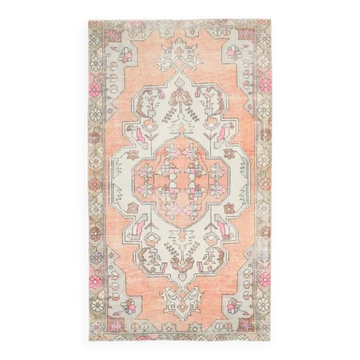 1970s Turkish Oushak Handmade Wool Cotton Orange Area Rug 121x220