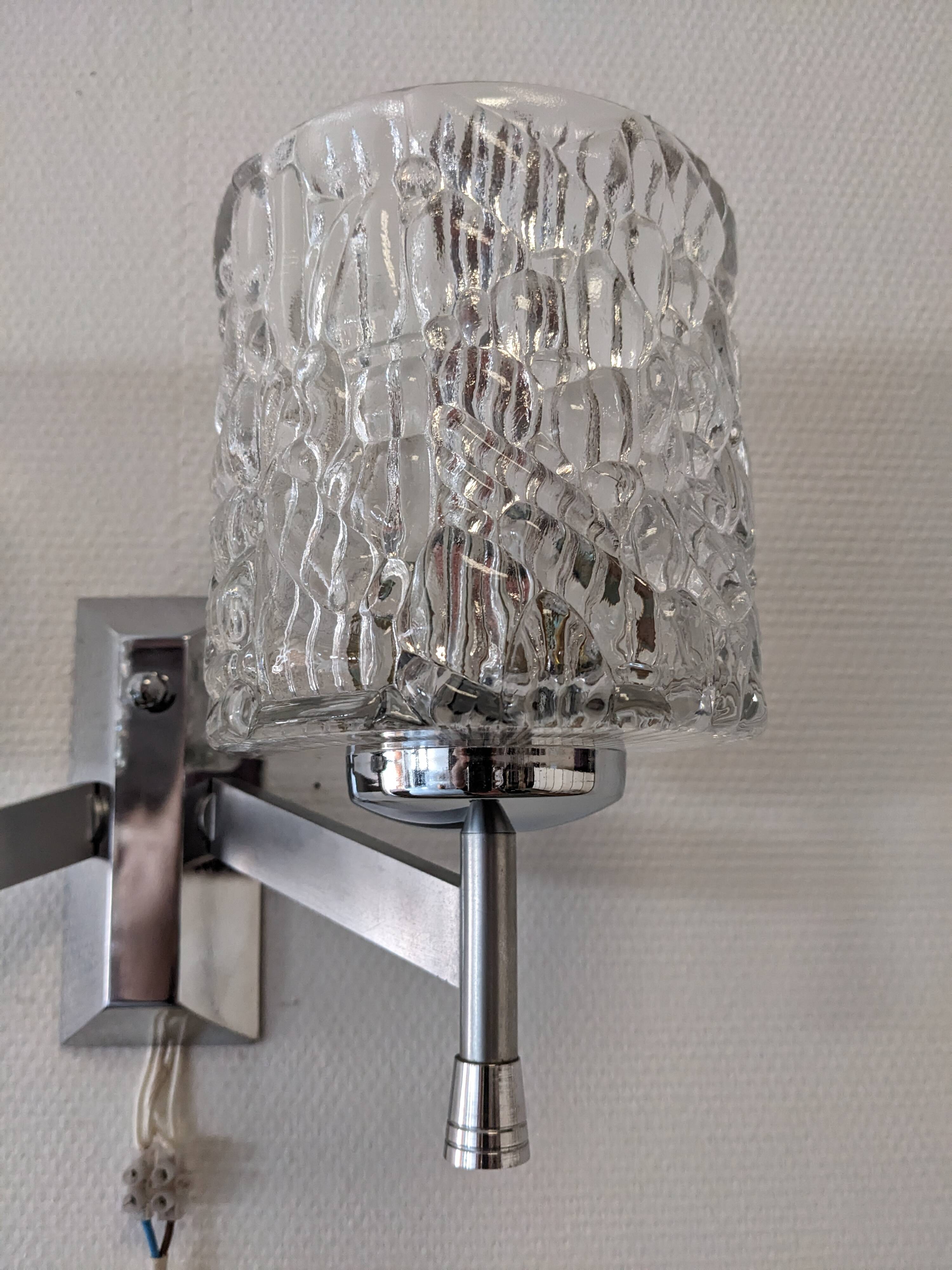 Pair of Murano glass wall lights by Kaiser Leuchten, Germany circa 1970.