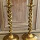 Old pair of twisted candle holders in gilded bronze 32.5cm