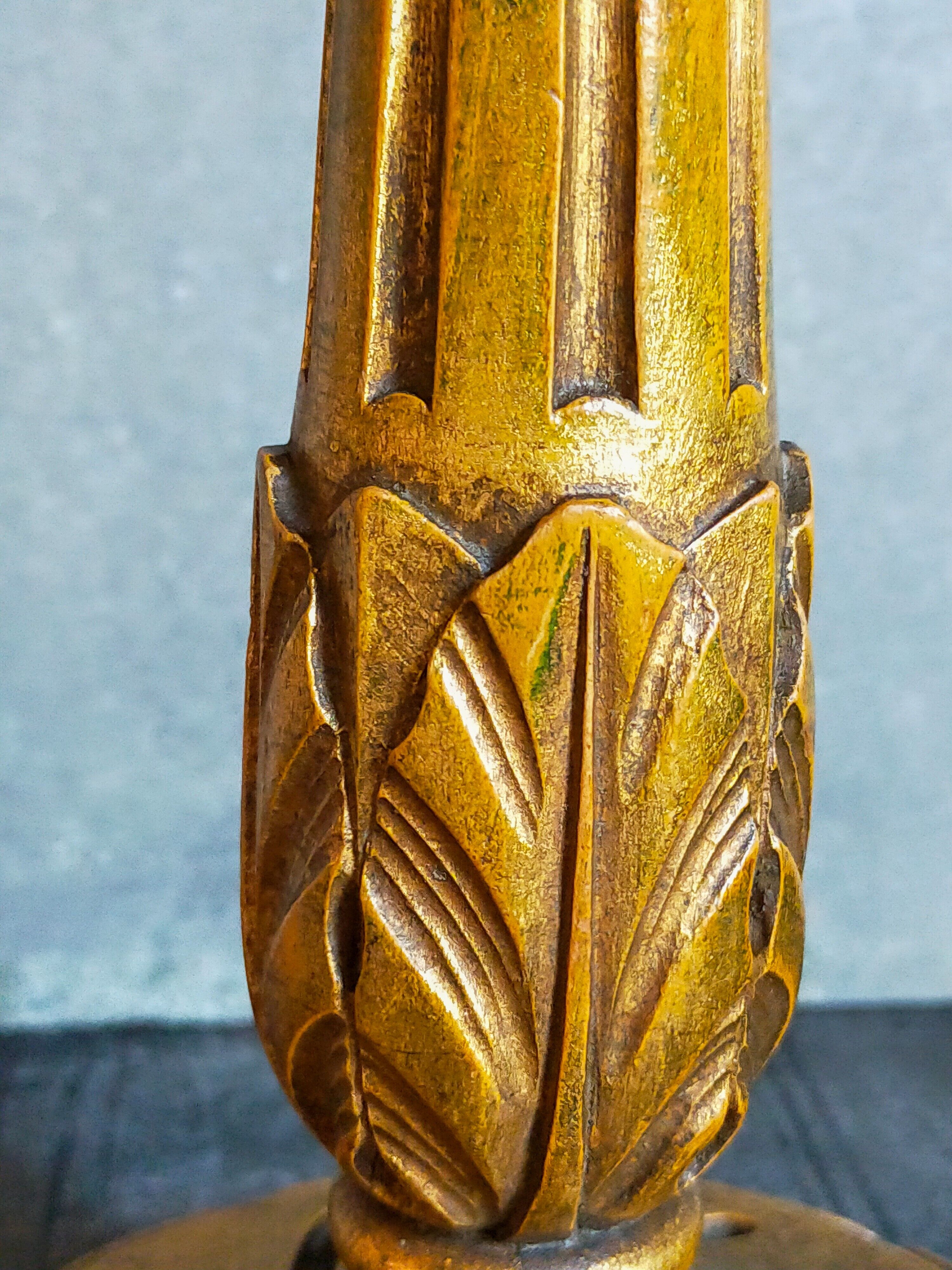 Lamp foot turned carved antique patina