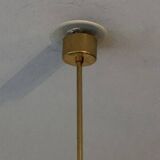 Italian brass chandelier with 6 grey smoked glass globes