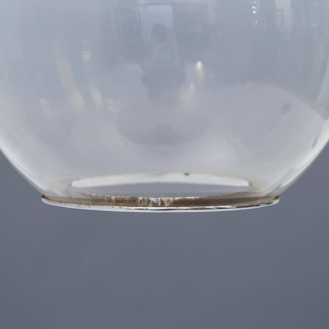 Glass and chrome metal ceiling light, 1970s