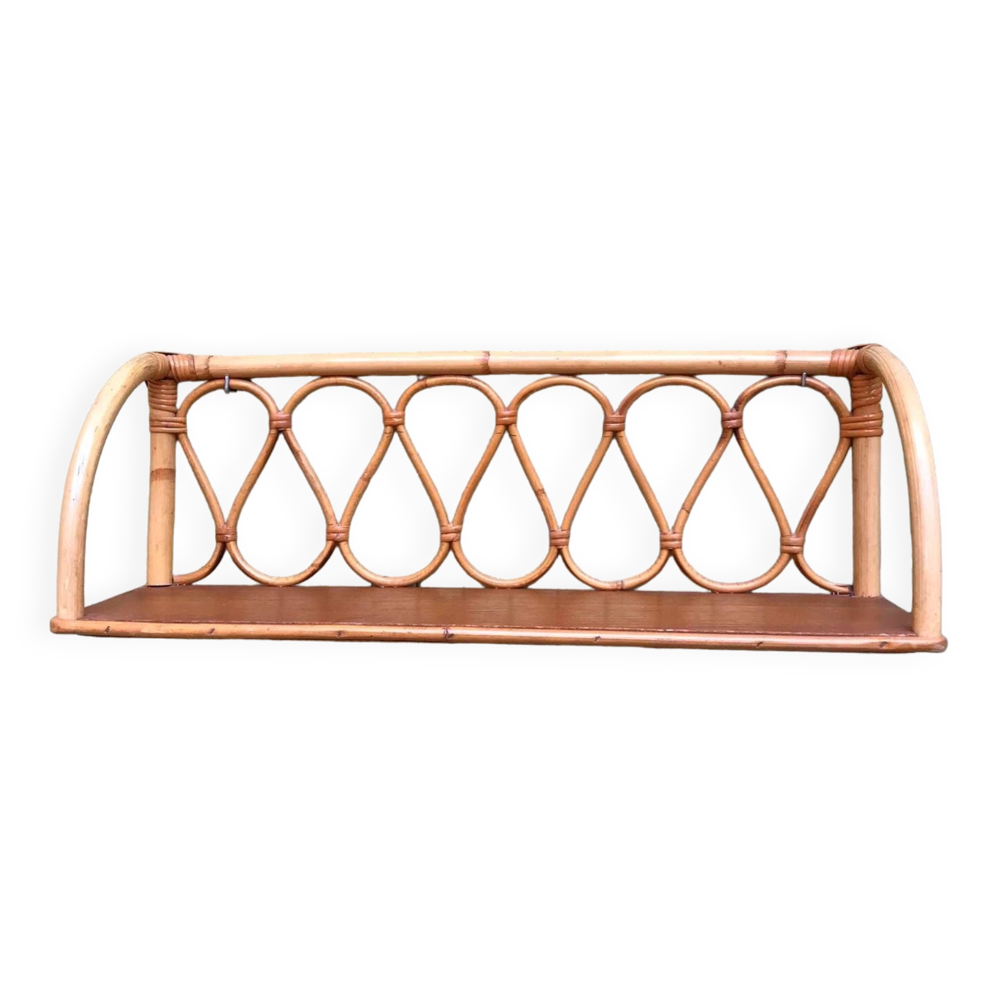 Vintage rattan shelf from the 60s