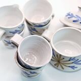 5 cups, 1 milk jug, 1 sugar bowl by Michel Barbier Vallauris