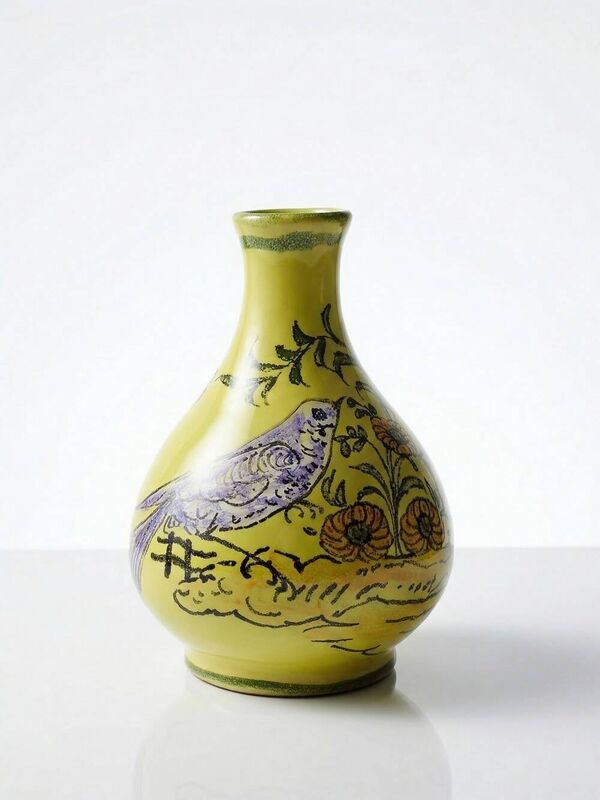 Petit vase en céramique signé Henri Siffre Montpellier décor oiseau années 50-60
