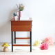 60s modernist style desk in black and mahogany laqué wood