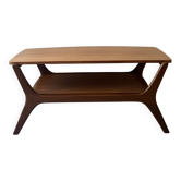 Table basse scandinave à 2 plateaux en bois, Pays Bas 1970