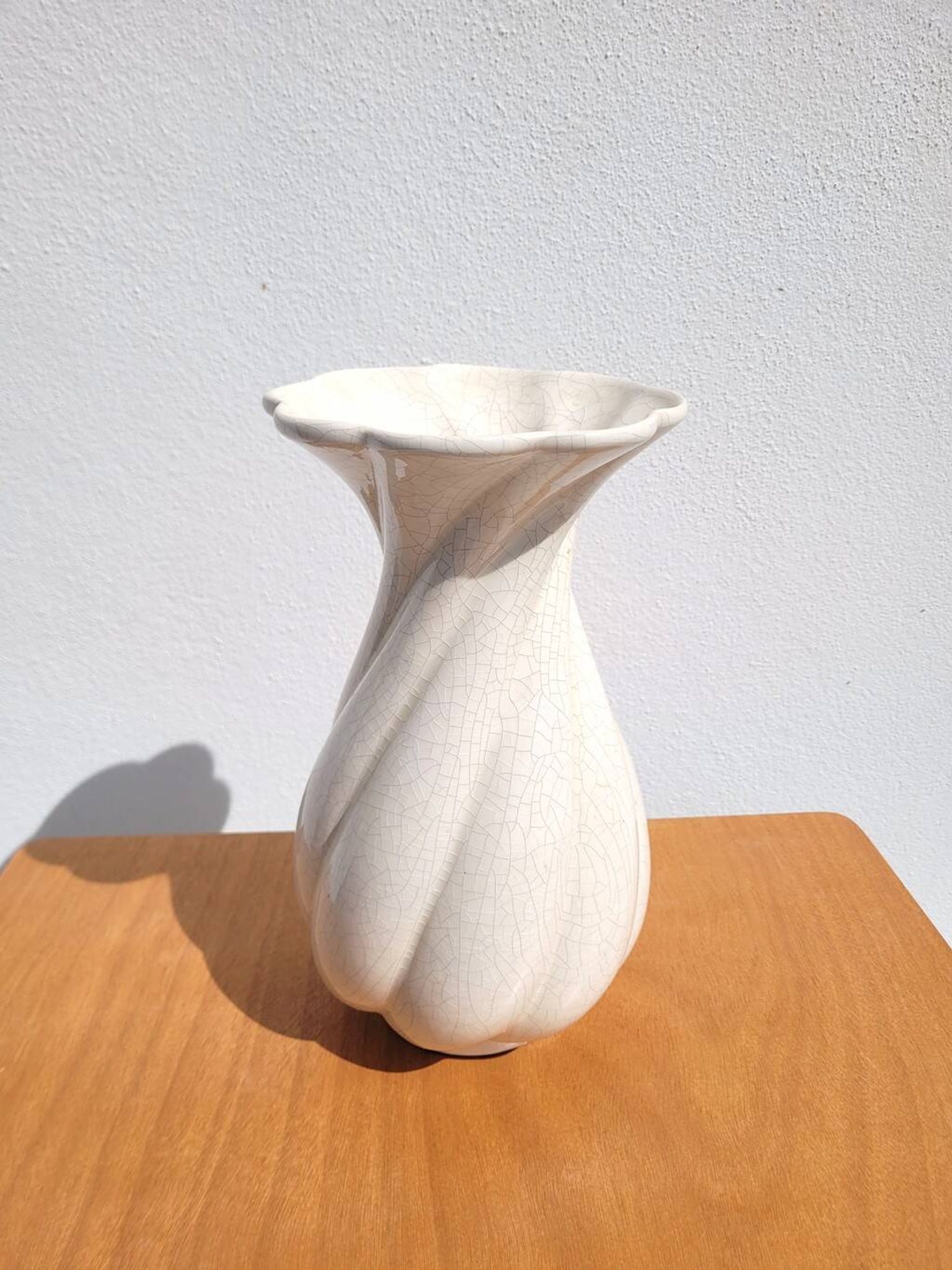 Vintage cracked ceramic vase from the Charolles pottery.
