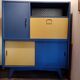 Office secretary 50s blue and yellow