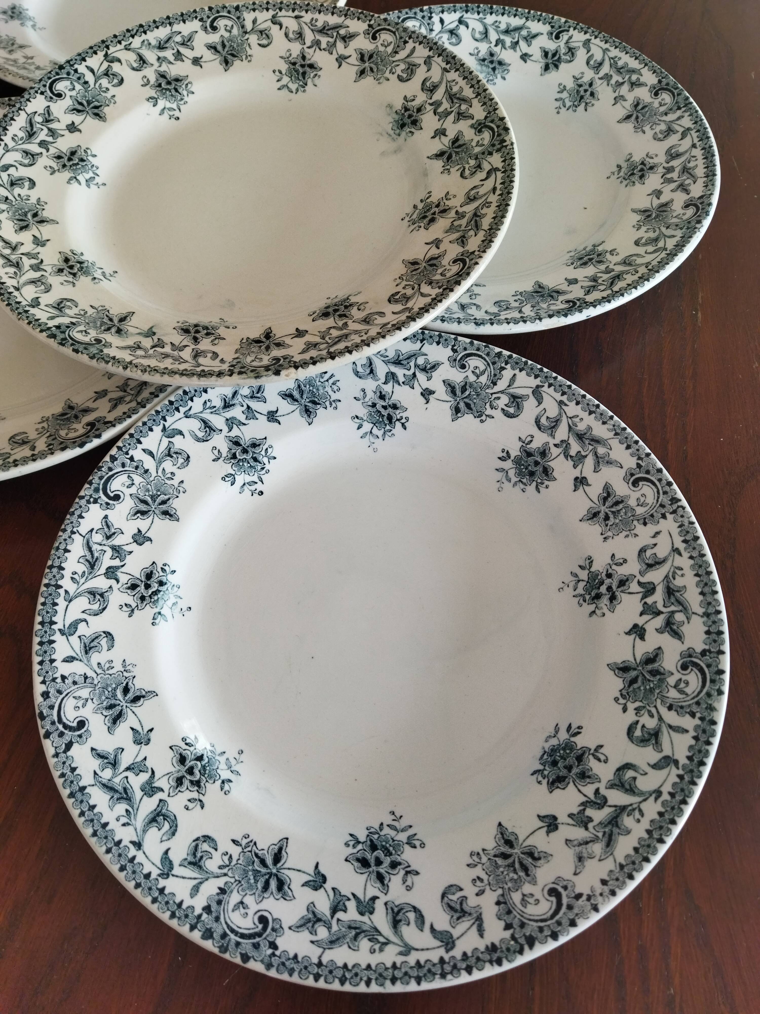 5 flat plates in St Amand "Jane" iron clay