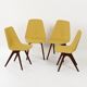 Teak dining chairs with yellow vinyl upholstery by Van Os, 1950s – set of 4