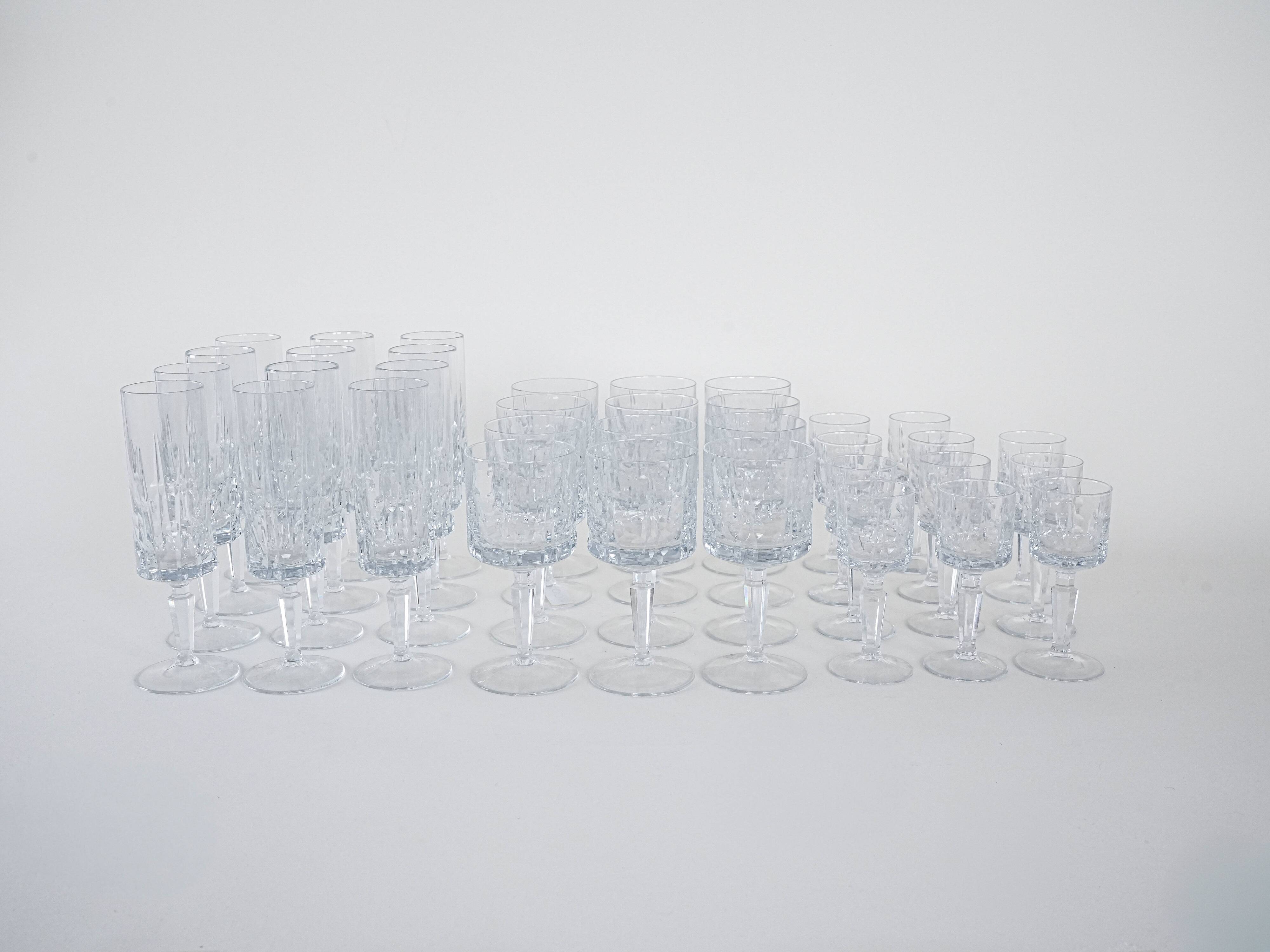 Set of crystal glasses, Italian design, 1970s, made in Italy