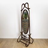 Curved wooden psyche mirror from the 60s