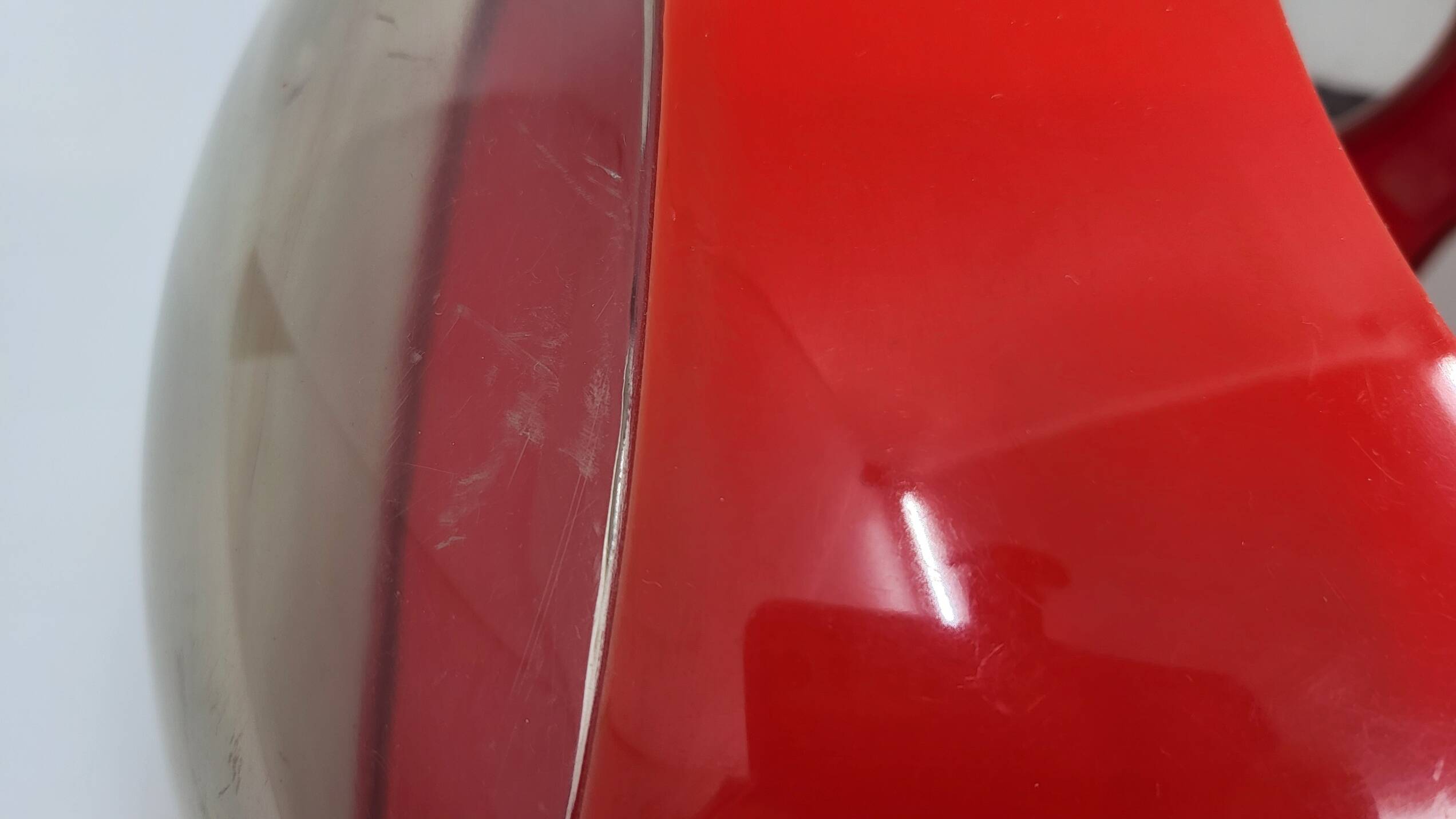 Massive Belgium red plexiglass UFO Space Age pendant light, 1970