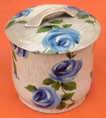 1950s Old lithographed box Blue pink décor