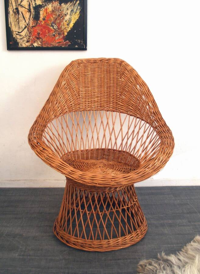 Seventies rotan mid century chair