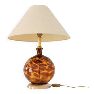 Lampe boule verre soufflé et porcelaine Art déco vintage (Numéroté)