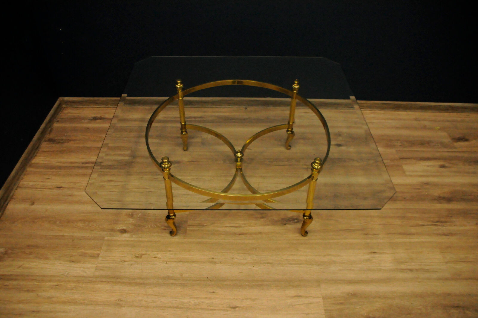 Glass coffee table and gilding Hollywood Regency