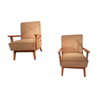 Pair of armchairs club Sycamore 1950 s