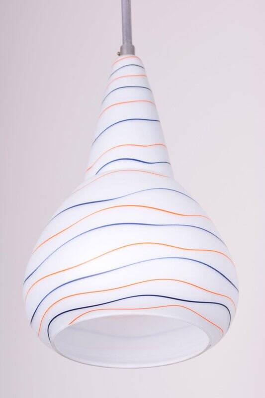 Mid-Century Czech Chromed Steel and Milk Glass Pendant Light, 1960s